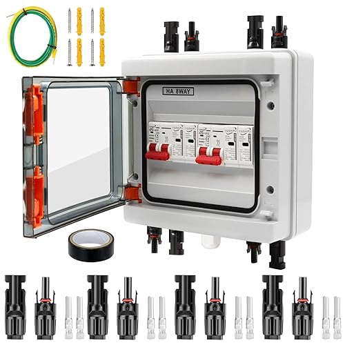 Protezione da Sovratensione PV DC, 2 In 2 Interruttore di Separazione, Protezione da Fulmini, Fulmini 2 Stringhe 1000V DC 20-40KA Scatola Connessione Generatore Connessione Solare IP65 - Honorern