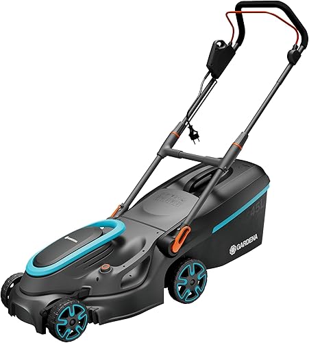 Gardena Rasaerba elettrico PowerMax 37/1800 G2: tosaerba fino a 500 m², potenza 1800 W, larghezza taglio 37 cm, capacità 45 l, altezza taglio 35–65 mm, impugnatura ErgoTec, pieghevole (14637-20) - Honorern