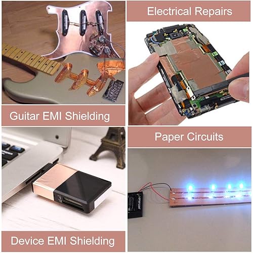 Nastro di rame bifacciale conduttivo EMI schermatura, autoadesivo, per circuiti di carta, riparazioni elettriche (25 mm x 20 m) - Honorern