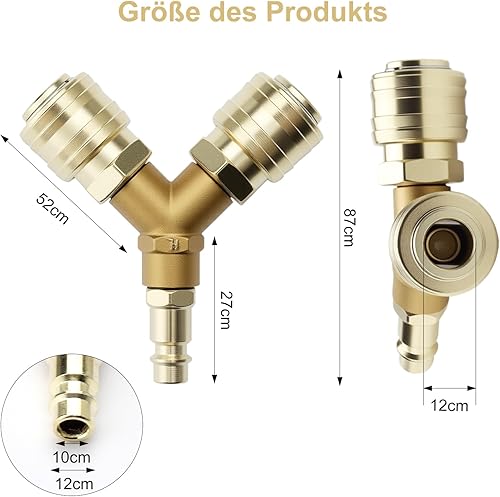 Raccordi Aria Compressa Accessori Compressore Distributore, Raccordo ad Aria Compressa, Distributore ad Acqua A 2 Vie, NW 7.2 1/4 AG - Honorern