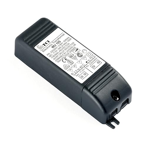 Trasformatore elettronico alogeno TCI WU 105 per lampade alogene, 20-105 Watt, 12 Volt, colore nero, dimmerabile - Honorern