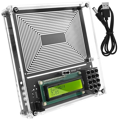 Generatore di risonanza Schummann 7,83 Hz con custodia protettiva 0,1 ~ 30000 Hz Ultra guarigione USB Schumann, generatore di onde sinusoidale 15 x 15 cm, generatore di frequenza Schumann (nero) - Honorern