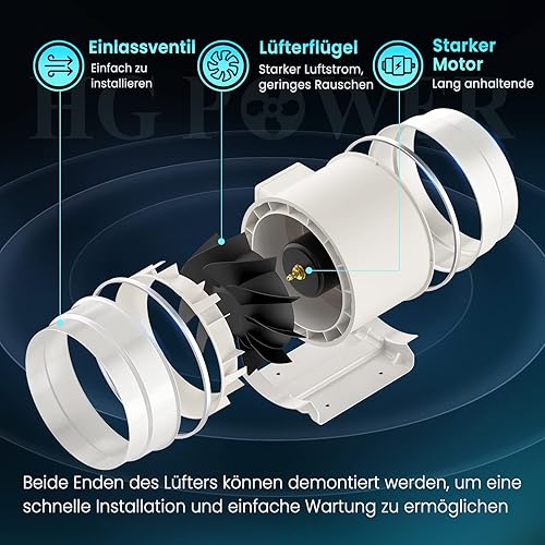 150mm Ventola di Aspirazione con Regolatore di Velocità 100-240V Silenzioso Ventilatore di Scarico 647m³/h Ventilazione da tubo per Cucine Bagni Garage - Honorern