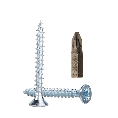 Confezione da 400 viti per legno in acciaio zincato 4,0 x 35 mm, viti a testa Pozi-Drive, elementi di fissaggio, viti a testa svasata, viti per legno e truciolato (400) - Honorern