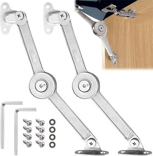 2 Pezzi Cerniera per Ante Cucina,Cerniere Supporto Coperchio,Con Viti E Chiave Esagonale,Piastre per cerniere Ante,Braccetti Per ante A Ribalta,per Porta Dell'Armadio da Cucina - Honorern