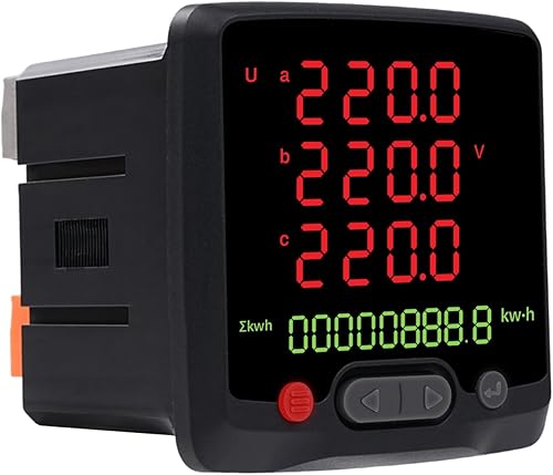 Contatore energia elettrica trifase misuratore consumo elettrico AC 0-500V 0-5A può misurare la tensione corrente di 8 tipi di valori regolazione di tensione di allarme RS485 seriale (96x96mm) - Honorern