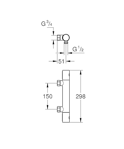 GROHE Grohtherm 800 Cosmopolitan 34767000 - Miscelatore termostatico per doccia, 1/2', cromato - Honorern