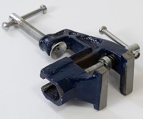 C60278 - Morsa da banco per tavolo in ghisa 75mm - apertura ganasce ~25mm - modellazione fai da te saldatura fresatura serraggio - colore blu - Honorern