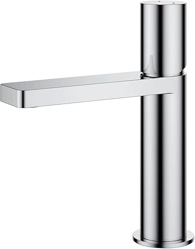 Rubinetto per lavabo in ottone, cromato, per bagno, acqua fredda e calda, miscelatore monocomando per lavabo (nero opaco) - Honorern