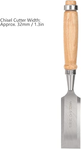 Scalpello professionale per legno Cr-V 32mm, robusto scalpello piatto per intaglio del legno in acciaio al cromo vanadio, strumenti per la lavorazione del legno - Honorern