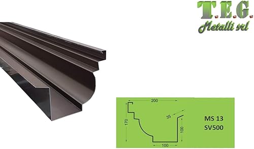 Grondaia Quadra Modello MS13 SV 500 in Lamiera 6/10 e Alluminio 8/10 (Lamiera/Testa di Moro, 1) - Honorern
