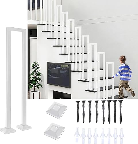 Ringhiera Per Scale Interne, Ringhiera a Forma di U, Ringhiera per Scale, Ringhiera Esterna, Corrimano Nero, Passamano Nordico per Ville, Ringhiera Per Balconi, Corridoi (85CM, U-nero) - Honorern