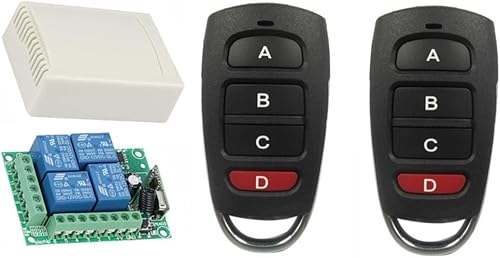 Kit Ricevente Scheda Ricevitore 4 Canali 220V Con 2 Trasmettitori Per Motore, Porta Del Garage, Luce, Cancelli Serrande Tenda Elettrica Telecomando Universale Senza Fili Da 10A Scheda Ricevitore Relè - Honorern