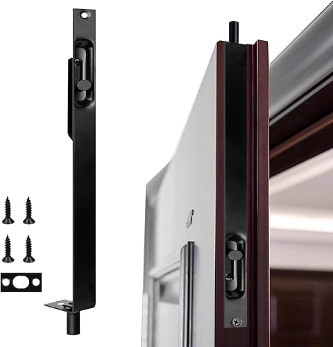 Catenaccio A Filo Porta, Scorrevole Scomparsa, Per Bordo Porta Con Doppia Apertura Di Sicurezza, Doppia, Terrazza, In Legno, Serratura Finestra (Nero) - Honorern