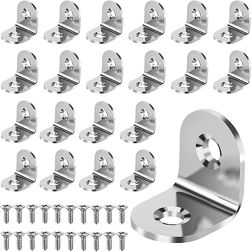 22 Pezzi Staffe a L, Squadrette Angolari, Staffe Angolari per Mensole a L di 90°, Supporti Angolo, Squadretta Giunzione con 48 Viti per Mobili, Scaffali, Sedie in Legno, Tavoli ((30 x 30 mm)) - Honorern