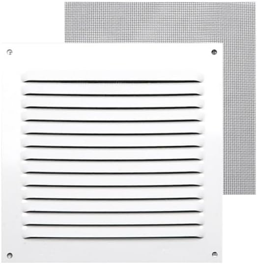 GRIGLIA VENTILAZIONE AREAZIONE DA ESTERNO IN ALLUMINIO BIANCA QUADRATA CM 17X17 CON RETE DI PROTEZIONE ANTI INSETTI - Honorern