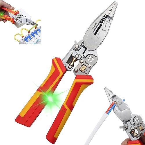 YOUYIKE Spellafili 9 in 1 con funzione di misurazione dell'elettricità, Spellafili 9 in 1, Spelafili Multifunzione, Pinze Tester di Tensione, Per Tagliare e Tirare Fili, Spogliarello, Avvolgimento - Honorern