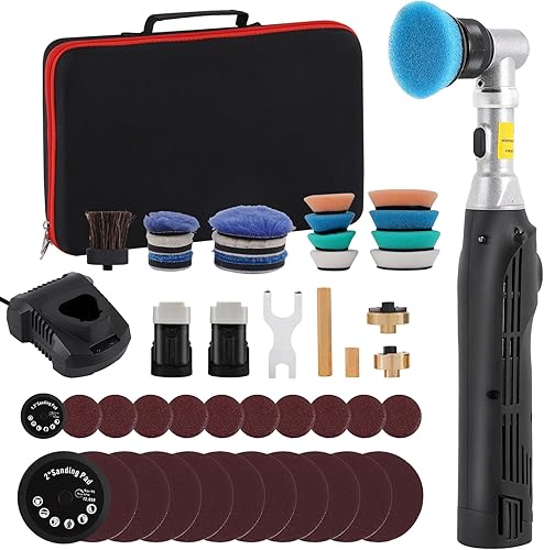BAOSHISHAN Mini lucidatrice e tamponi per auto a batteria 1,2'' RO/DA Micro Polisher Kit, 6 velocità variabili, con illuminazione a LED per la lucidatura dell'auto e la cura del dettaglio - Honorern