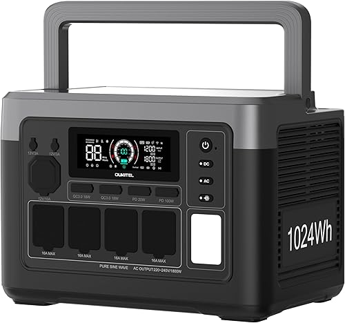 OUKITEL Centrale Elettrica Portatile, Batteria LiFePO4 da 1024Wh con Pannello Solare da 220W, Generatore Solare da 1800W, 0-80% in 45 Min. Ideale per Campeggio, Camper e Interruzioni di Energia - Honorern