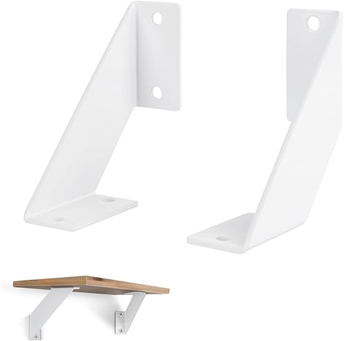 2 Pezzi Reggimensola Bianco, Reggi Mensola Da Muro, Staffe per Mensole Pesanti, Staffe per Librerie in Metallo, Staffe per Bagno, Staffa per Mensola, 10cm - Honorern