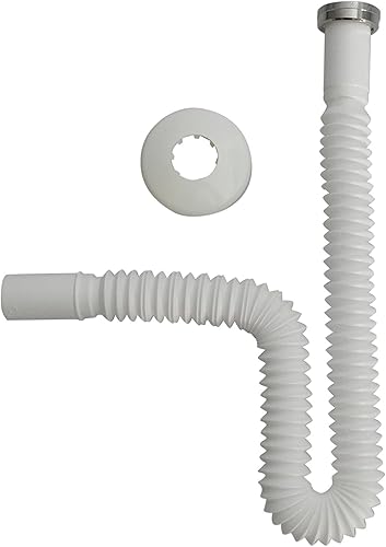 CANOTTO Tubo Scarico Flessibile Estensibile X SIFONE LAVELLO LAVABO Bidet 1 1/4' x32 mm con ROSONE E GHIERA Metallo - Honorern
