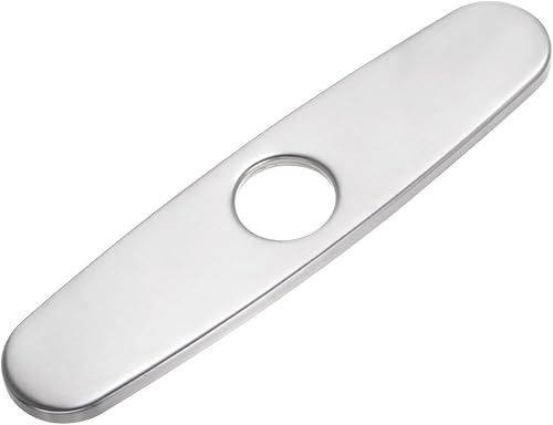 Copertura Foro Lavello 10', Piastra di Copertura per Rubinetto Lavello 1 o 3 Fori, Coperture Ovale per Rubinetto, Argento Spazzolato - Honorern