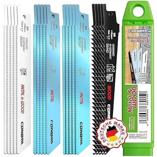 Lame per sega a sciabola, set da 20 pezzi, per metallo, legno e legno con chiodi, adatte per Bosch GSA 18 V, GSA 18 V-LI C, Bosch Keo, 1100 E - Honorern
