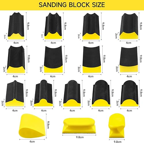 Set di Blocco Levigatura Manuale da 16 pezzi il Levigatura Blocco Gancio Loop Mano Spugna Lucidante Pad restauro di mobili, la verniciatura di auto e l'artigianato - Honorern