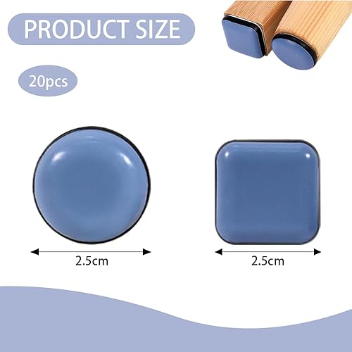 20 Pezzi Rotondi e Quadrati Scivoli per Mobili Cursori Autoadesivi per le Gambe Della Sedia Protezione Pavimento Cuscinetto Antirumore per Pavimenti Mobili Gambe Sedie Tavoli Divani - Honorern