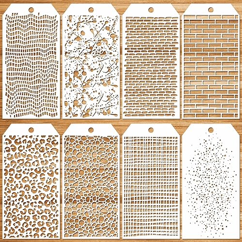 8 Pezzi Modelli di Pittura Leopardata,Painting Stencil Templates,Stencil Geometrici Stencil di Pittura per Tegola Legna Tela Pavimento Parete Mobili Decorazioni - Honorern