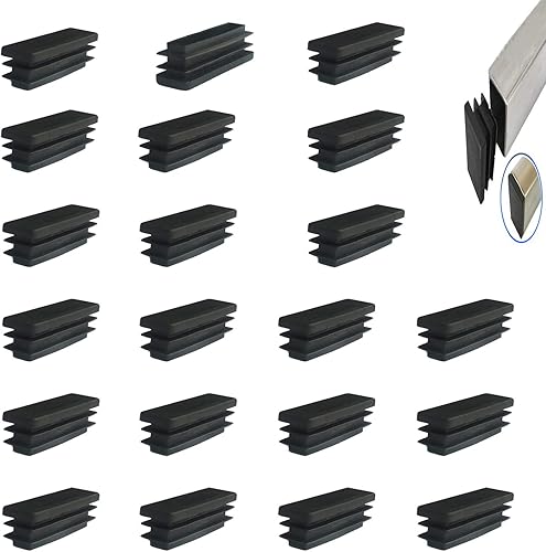 50x15mm Rettangolo nero Tappo di Plastica Tappo Terminale Mobili Sedia Piedino Copertura Tappo Inserti Tubi Tappo Terminale 21 pezzi - Honorern