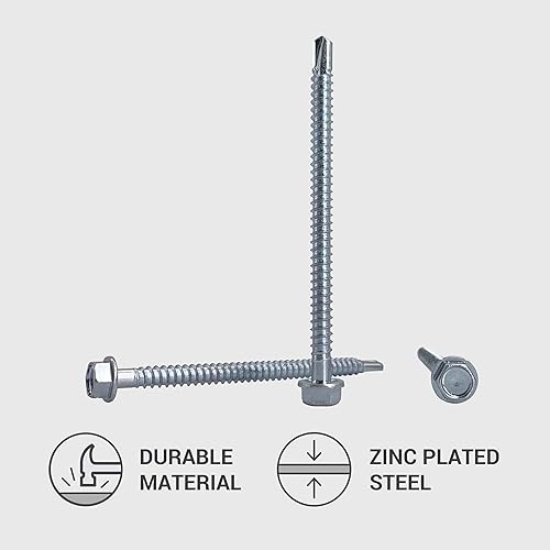 Confezione da 60 pezzi DIN 7504 K in acciaio zincato 5,5 x 80 mm, viti autoforanti in lamiera di metallo, testa a rondella esagonale, autofilettante (60, 5,5 x 80 mm) - Honorern