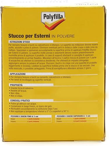 STUCCO PER ESTERNI, a base di cemento, per il riempimento su crepe fessure e buchi di calcestruzzo intonaco, in Polvere 5KG - Honorern