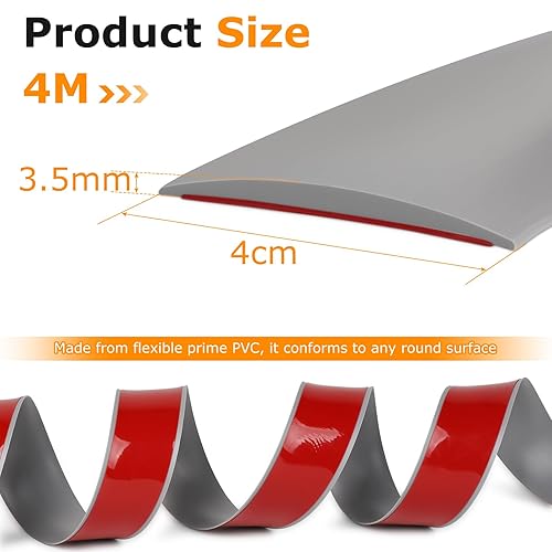 Striscia di Soglia Autoadesivo 4M, Profilo di Transizione PVC 4CM di Larghezza, Strisce di Copertura 3,5MM di Altezza per Pavimenti, Porte, Finestre (Nero) - Honorern