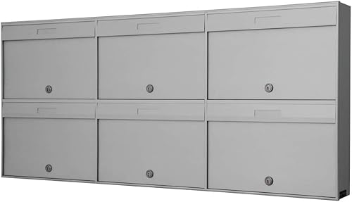 Cassette Postali Condominiali per Esterno P6 da 6 posti Argento in Alluminio e Acciaio Inox - Honorern