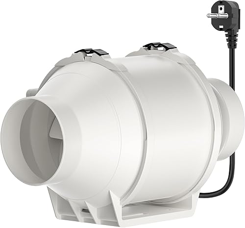Ventola di Aspirazione 150mm HG Power Estrattore Ventilatore in Linea Ventilazione e Scarico Interni con Spina EU - Honorern