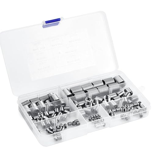 125 Pezzi Acciaio Inossidabile Filo Filettatura Inserti Viti Helicoil, M3 M4 M5 M6 M8 M10 M12 Assortimento Inserti Filettati Guaina, Riparazione di Inserti Fili d'Acciaio Inox 304 - Honorern