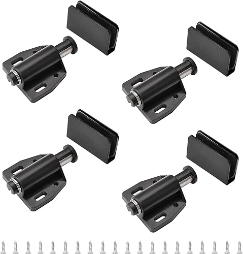 Chiusura magnetica per porta in vetro, set di 4 chiusure magnetiche a pressione per porta in vetro singola, con morsetto regolabile, adatte per porte in vetro oscillanti da 3-6 mm (nero) - Honorern