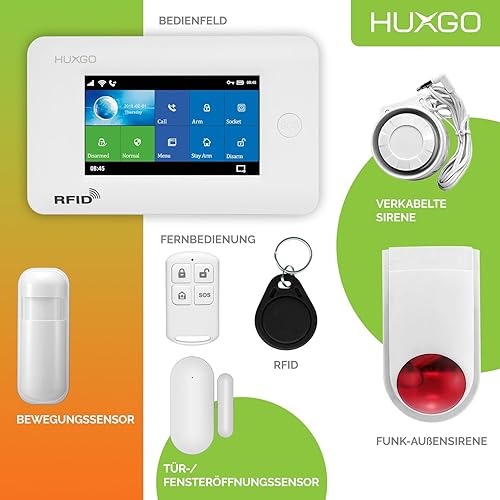 HXA006 Antifurto casa wireless WiFi + GSM con radio sirena | Kit allarme casa senza fili: 3x rilevatori di movimento, 3x sensori di allarme per finestre/porte | Per Casa, Appartamento - Honorern
