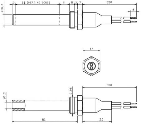 Candeletta, Resistenza accensione L. 81-88 mm Diam. 10,5 mm, 250 Watt. per stufe a pellet, caldaie, bruciatori - Honorern