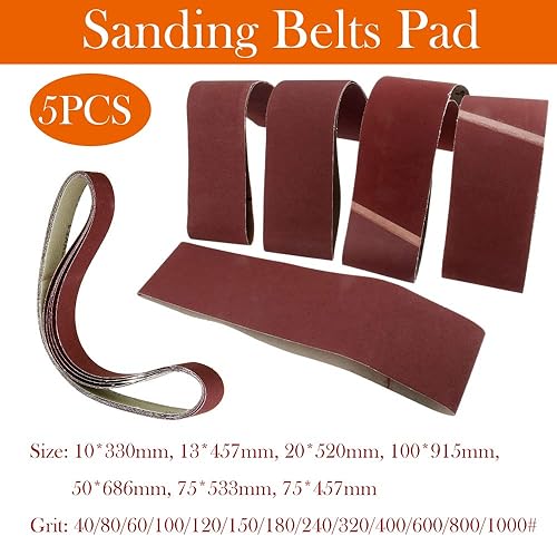 Nastri per levigatrice con grana in ossido di alluminio, 50 mm x 686 mm, per lavorazione del legno e lucidatura dei metalli (5 pezzi, grana 400) - Honorern