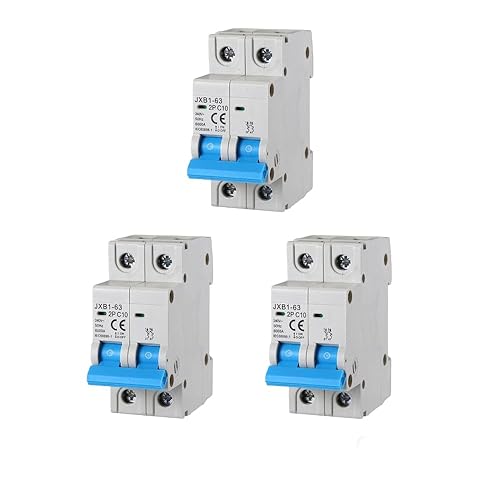 gloca Set 3 Interruttori Magnetotermici Automatici 2P 10A 220V 6KA 2 Moduli DIN C10 - Honorern