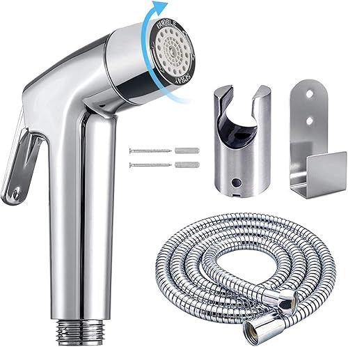 Spruzzatore a mano per bidet in ABS Shattaf WC, soffione doccia per lavabo o WC, con tubo flessibile da 150 cm acciaio inox e supporto per staffa - Honorern