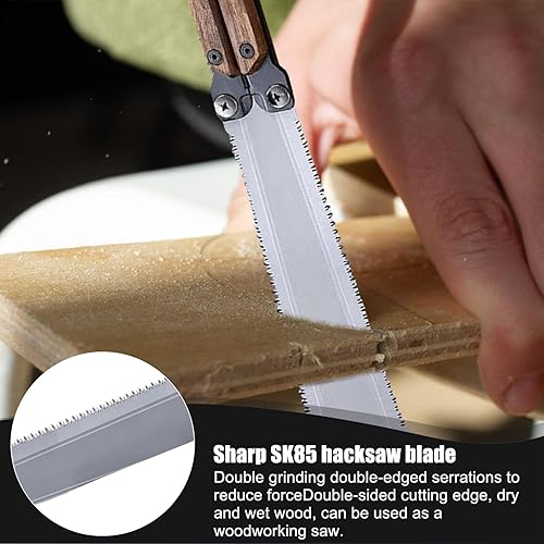 Sega giapponese, 15 cm, sega a tassello, sega giapponese, pieghevole, in acciaio al carbonio, a due lati, in plastica, per la lavorazione del legno, per il fai da te, legno duro - Honorern