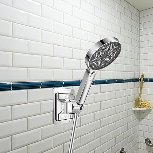 LightBeacon Supporto per Doccetta, Supporto per Soffione Senza Foratura, Supporto per Doccia Regolabile, Supporto per Doccia Universale, per Doccetta o Soffione, Plastica ABS, Argento - Honorern