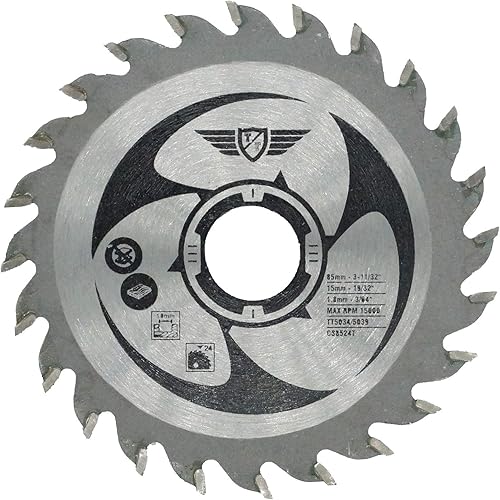 1 x TopsTools CS8524T 85mm 24T 15mm Bore TCT lame per sega compatibili con Worx, Bosch, Makita, Ryobi, Rockwell e molti altri - Honorern