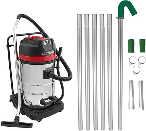 Sistema di pulizia delle grondaie 80L Wet & Dry Aspiratore per grondaie e tubi di scarico a lunga portata 1,2m - 7,2m Diametro 51mm Bocchette in alluminio 3000W Triplo motore industriale 9m Cavo - Honorern