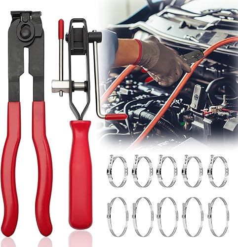 Morsetti per manicotti per assi: set di 12 fascette stringitubo, 2 pinze per manicotti assali con 10 manicotti per assi, morsetti per orecchio, nastri di crimpatura per auto - Honorern