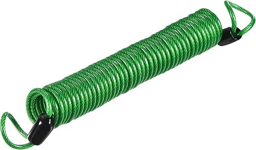 Sicurezza Acciaio Cavo 2.5mm x 2.5m/8.2ft Rivestito Molla Bagaglio Blocco Filo Corda con Doppio Cerchio Verde - Honorern