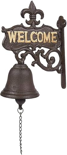 Campanello in ghisa, per porta anteriore esterna, portico, montaggio a parete, stile antico, vintage, per decorazione domestica (nero, 17 x 22,6 x 2 cm) - Honorern